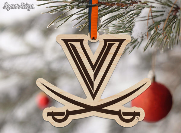 University of Virginia Sabres Ornament – Crafted from Cherry and Maple Wood – Virginia Cavaliers
