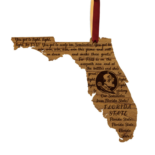 Florida State University Fight Song Ornament – Crafted from Cherry and Maple Wood – Florida State Seminoles