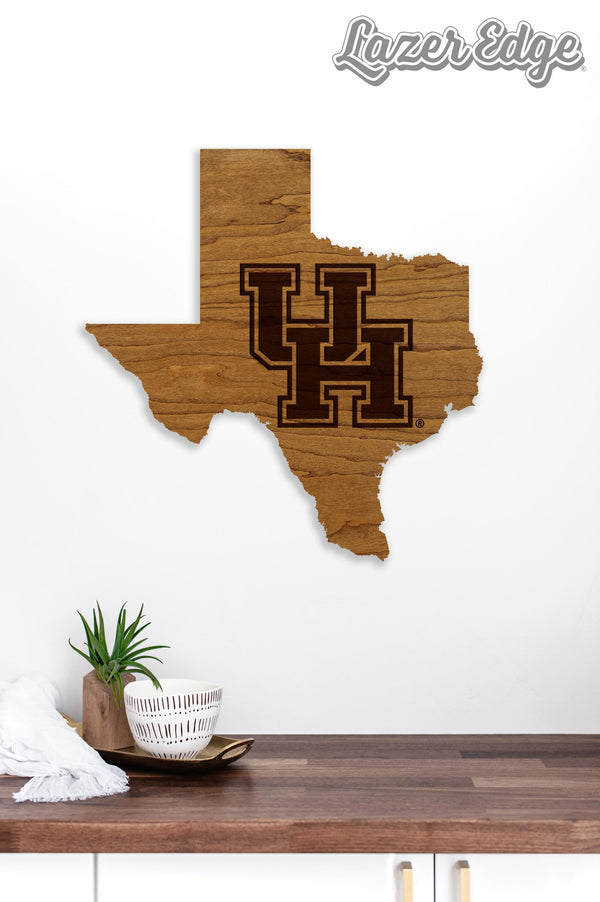 University of Houston UH on State Wall Hanging - Crafted from Cherry and Maple Wood - University of Houston Cougars