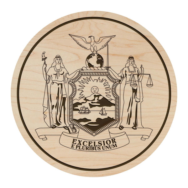 New York State Flag Coaster - Crafted from Cherry or Maple Wood