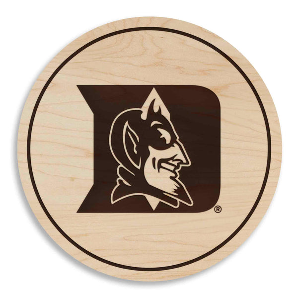 Duke Blue Devils Devil D Coaster– Crafted from Cherry or Maple Wood – Duke University