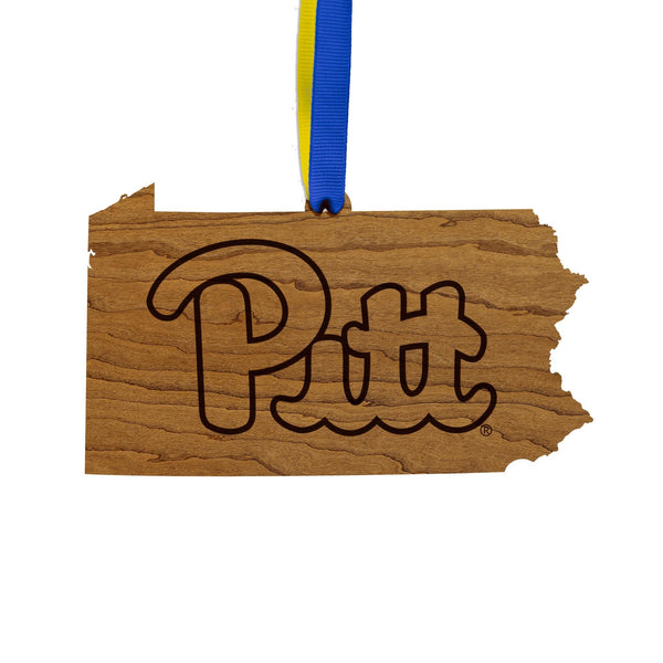 University of Pittsburgh Pitt on State Ornament – Crafted from Cherry and Maple Wood – Pittsburgh Panthers