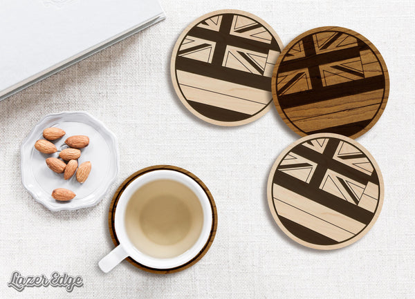 Hawaii State Flag Coaster - Crafted from Cherry or Maple Wood