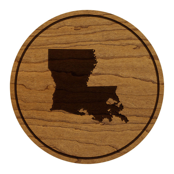 Louisiana State Map Coaster - Crafted from Cherry or Maple Wood