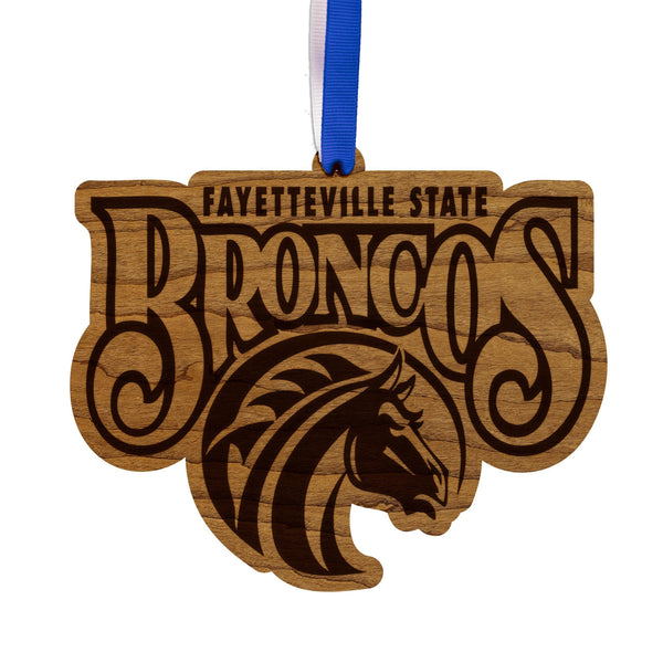 Fayetteville State University Broncos Ornament – Crafted from Cherry and Maple Wood – Fayetteville State Broncos