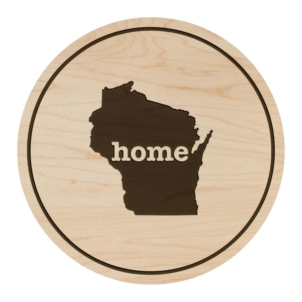 Wisconsin Home State Map Coaster - Crafted from Cherry or Maple Wood