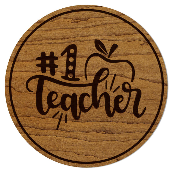 Number 1 Teacher Coaster – Crafted from Cherry or Maple Wood