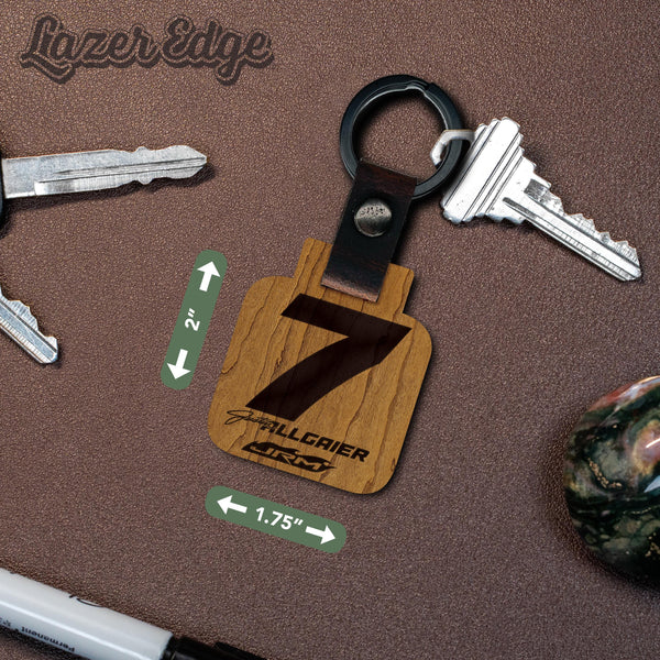 Justin Allgaier #7 Wooden Keychain  | Crafted from Cherry and Maple Wood | Made in USA | Officially Licensed by JR Motorsports