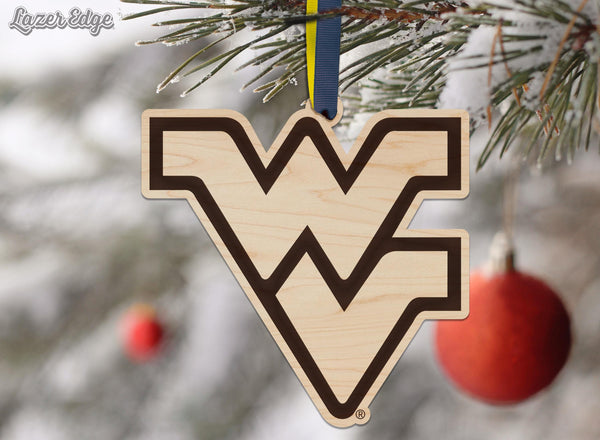 West Virginia University Flying WV Ornament – Crafted from Cherry and Maple Wood – West Virginia Mountaineers