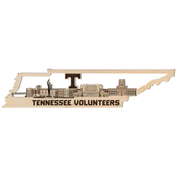 University of Tennessee Skyline Wall Hanging - Crafted from Cherry and Maple Wood - University of Tennessee Volunteers