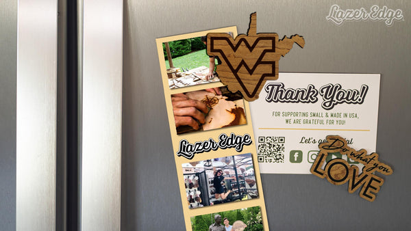 West Virginia University WV on State Magnet - Crafted from Cherry or Maple Wood - West Virginia Mountaineers