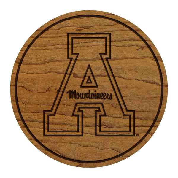 Appalachian State University App A Coaster – Crafted from Cherry or Maple Wood – Appalachian Mountaineers