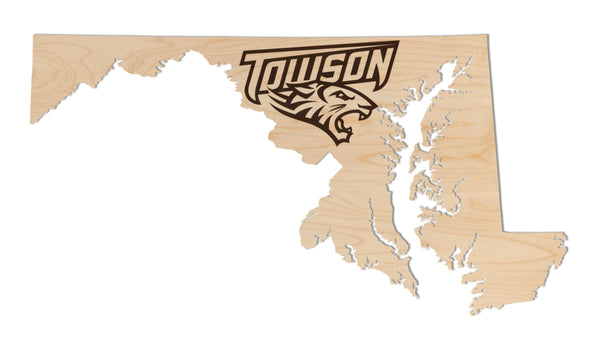 Towson University Tiger on State Wall Hanging – Crafted from Cherry and  Maple Wood - Towson Tigers