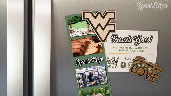 West Virginia University Flying WV Magnet - Crafted from Cherry or Maple Wood - West Virginia Mountaineers