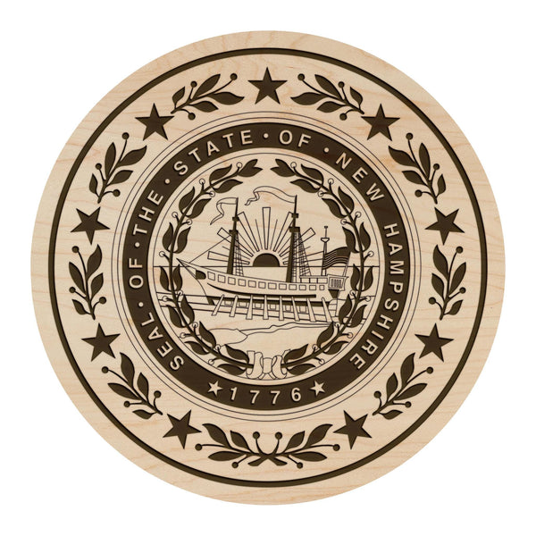 New Hampshire State Flag Coaster - Crafted from Cherry or Maple Wood