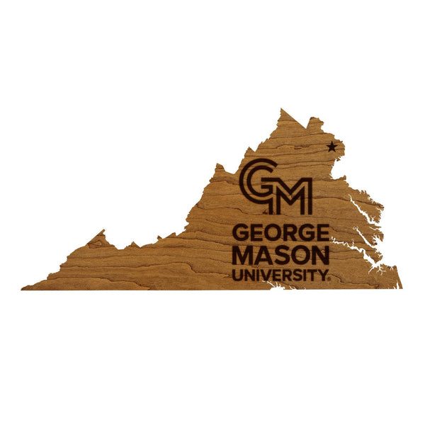 George Mason University on State Wall Hanging - Crafted from Cherry and Maple Wood - George Mason Patriots