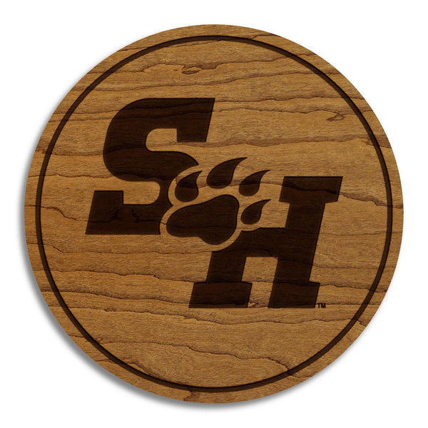 Sam Houston State University Bearkat Coaster – Crafted from Cherry Wood Or Maple Wood – SHSU Bearkats