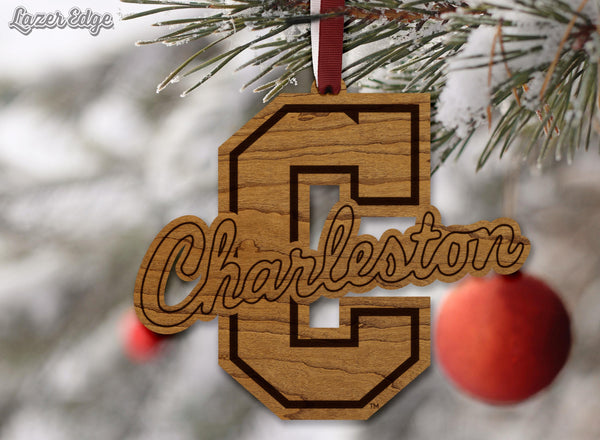 College of Charleston Logo Ornament – Crafted from Cherry Wood – College of Charleston Cougars