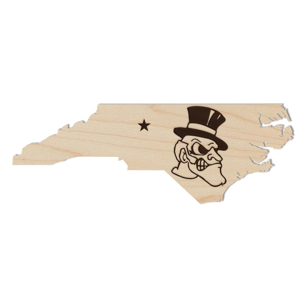 Wake Forest University Demon Deacon Logo on State Magnet - Crafted from Cherry or Maple Wood - Wake Forest Demon Deacons