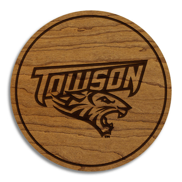 Towson University Tigers Coaster – Crafted from Cherry or Maple Wood – Towson Tigers