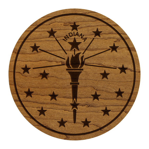 Indiana State Flag Coaster - Crafted from Cherry or Maple Wood