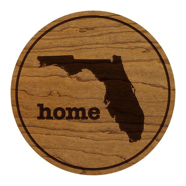 Florida Home State Map Coaster - Crafted from Cherry or Maple Wood