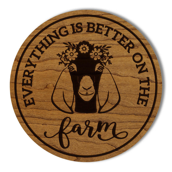 Goat Wooden Coaster - Crafted from Cherry or Maple Wood - Farm Animals