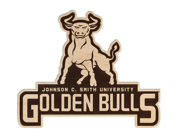 Johnson C. Smith University Golden Bulls Wall Hanging - Crafted from Cherry or Maple Wood -  Johnson C. Smith Golden Bulls