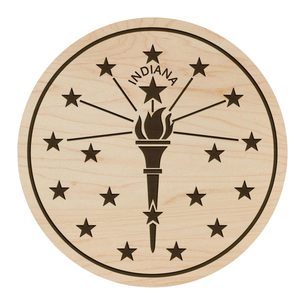Indiana State Flag Coaster - Crafted from Cherry or Maple Wood