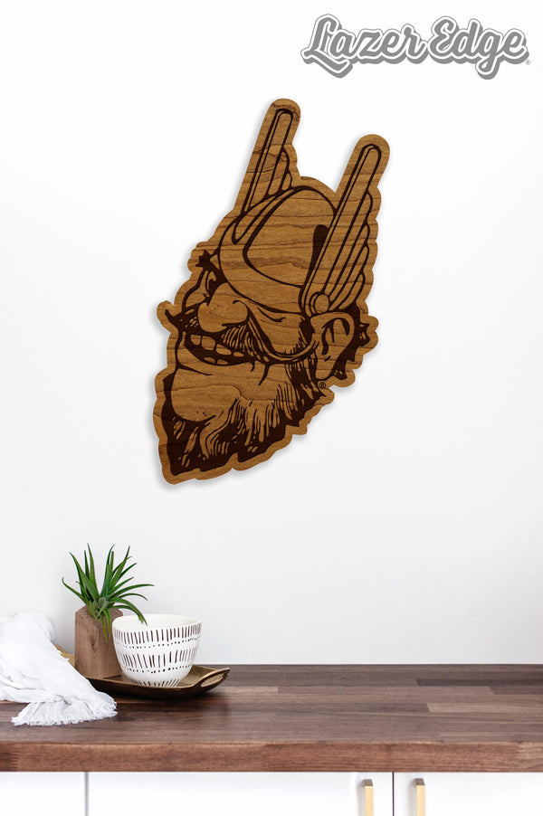 University of Idaho Vandal Joe Cutout Wall Hanging - Crafted from Cherry and Maple Wood - University of Idaho Vandals