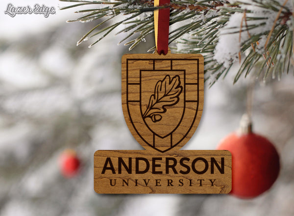Anderson University Institutional Mark Ornament – Crafted from Cherry and Maple Wood – Anderson Trojans