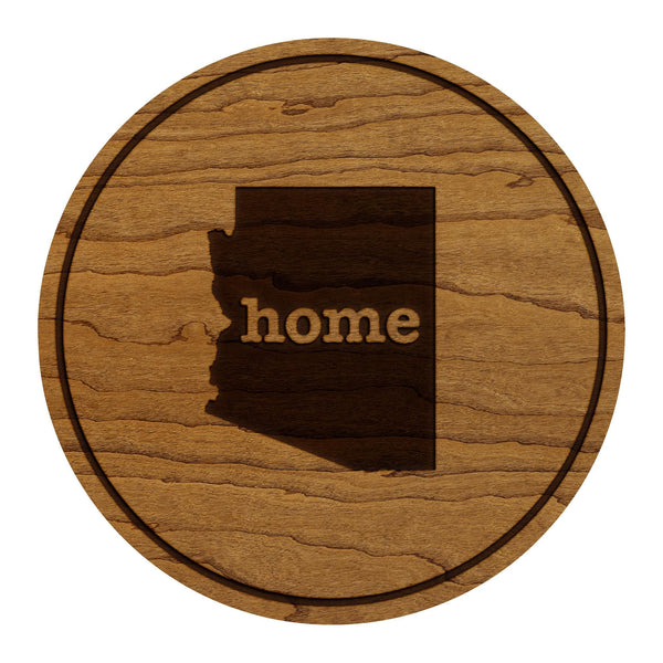 Arizona Home State Map Coaster - Crafted from Cherry or Maple Wood