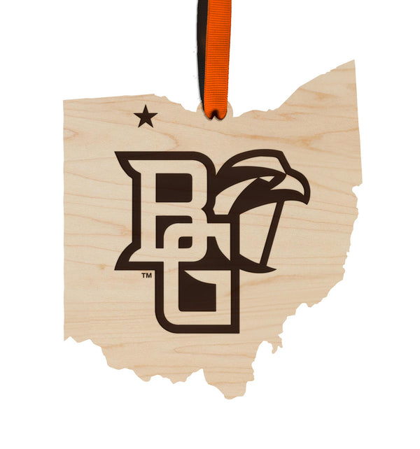 Bowling Green State University Falcons Ornament – Crafted from Cherry and Maple Wood – BGSU Falcons