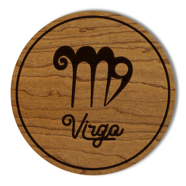 Virgo Sign Zodiac Coaster – Crafted from Cherry or Maple Wood