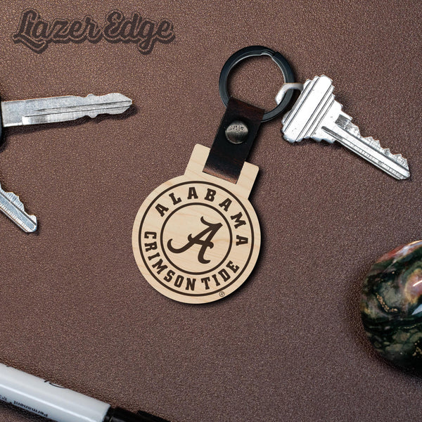 Alabama Crimson Tide Wooden Keychain – Crafted from Cherry or Maple Wood
