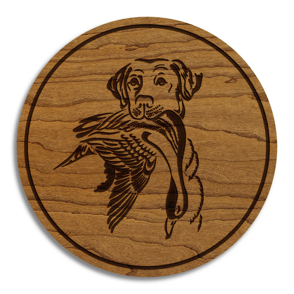 Retriever Duck Hunting Coaster – Crafted from Cherry or Maple Wood