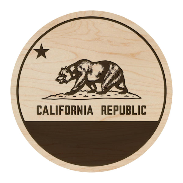 California State Flag Coaster - Crafted from Cherry or Maple Wood