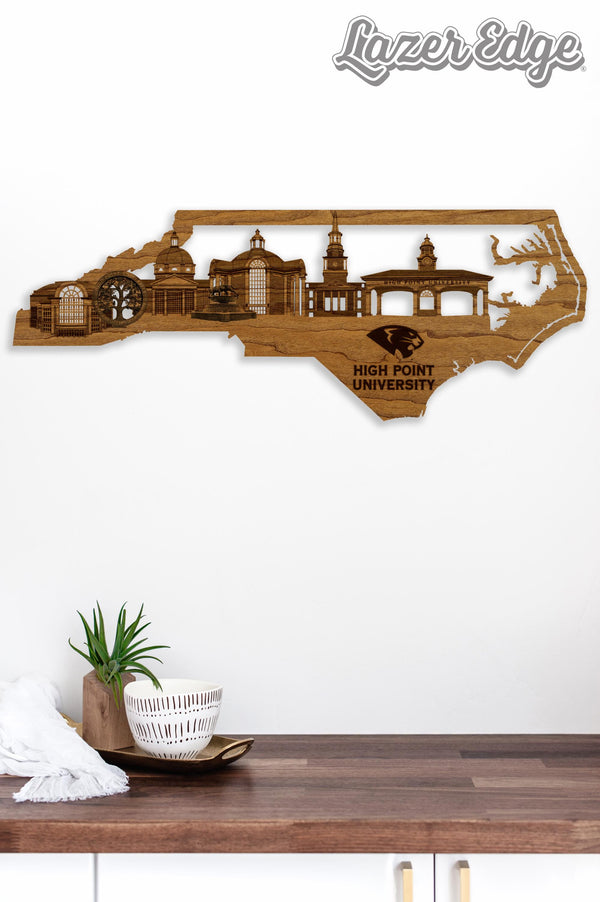 High Point University Skyline Wall Hanging - Crafted from Cherry or Maple Wood