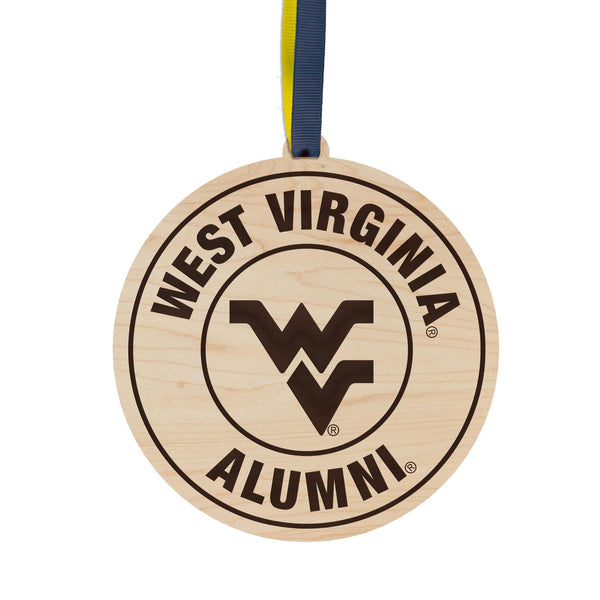 West Virginia University Alumni Ornament – Crafted from Cherry and Maple Wood – West Virginia Mountaineers
