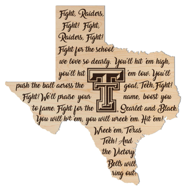 Texas Tech University Fight Song Wall Hanging – Crafted from Cherry and  Maple Wood - Texas Tech Red Raiders