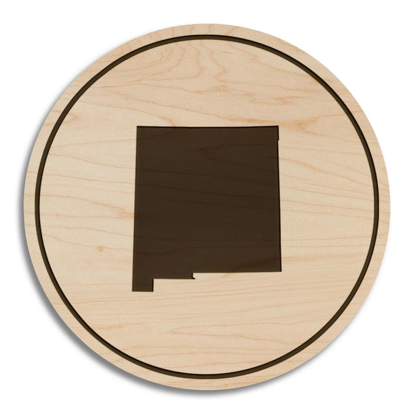 New Mexico State Map Coaster - Crafted from Cherry or Maple Wood
