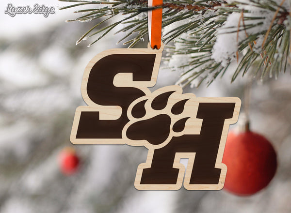 Sam Houston State University Bearkat Ornament – Crafted from Cherry and Maple Wood – Sam Houston Bearkats