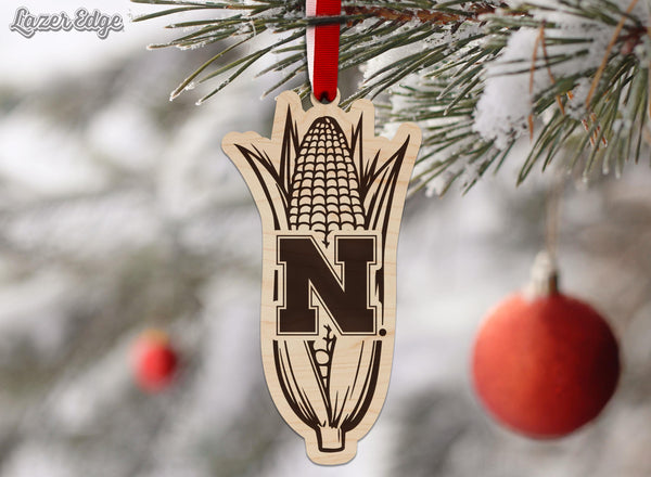 University of Nebraska Corn Ornament - Crafted from Cherry or Maple Wood - Nebraska Huskers