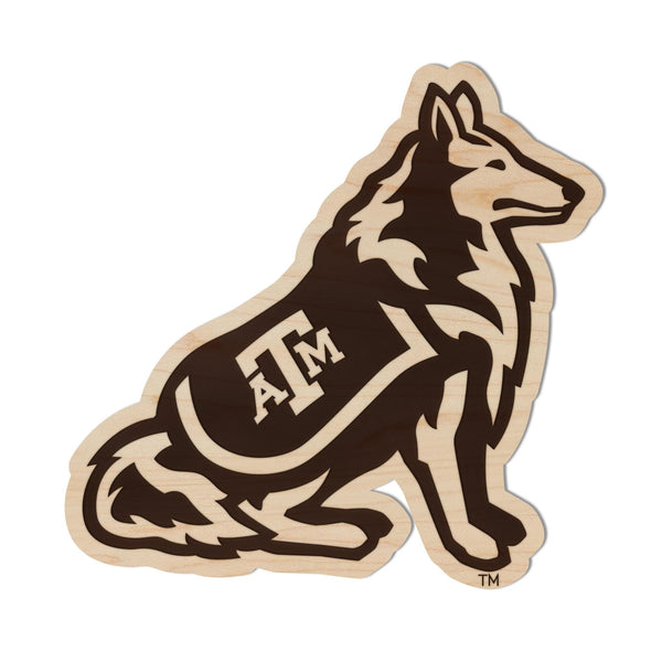 Texas A&M University Reveille Dog Magnet - Crafted from Cherry or Maple Wood - TAMU Aggies