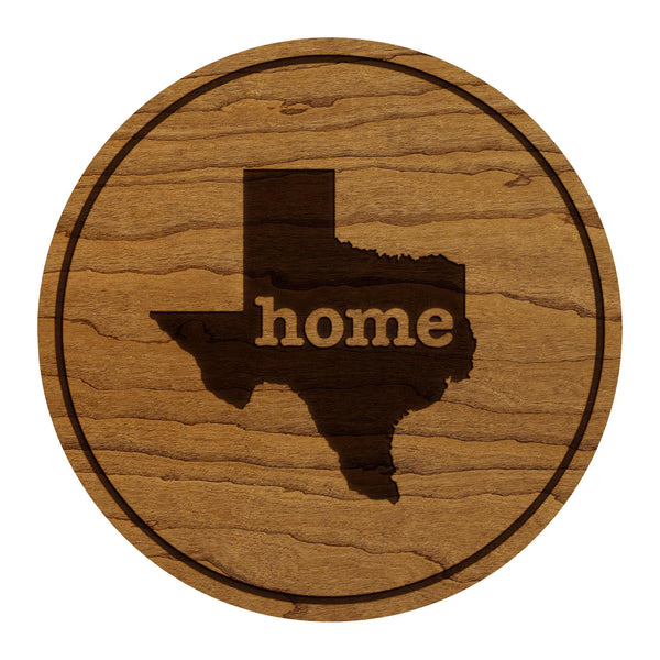 Texas Home State Map Coaster - Crafted from Cherry or Maple Wood