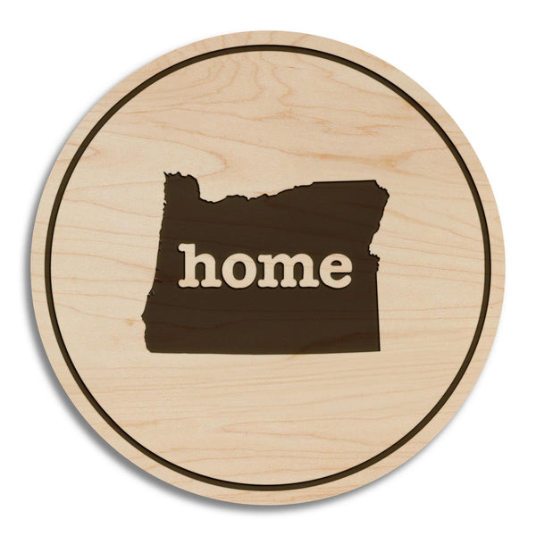 Oregon Home State Map Coaster - Crafted from Cherry or Maple Wood