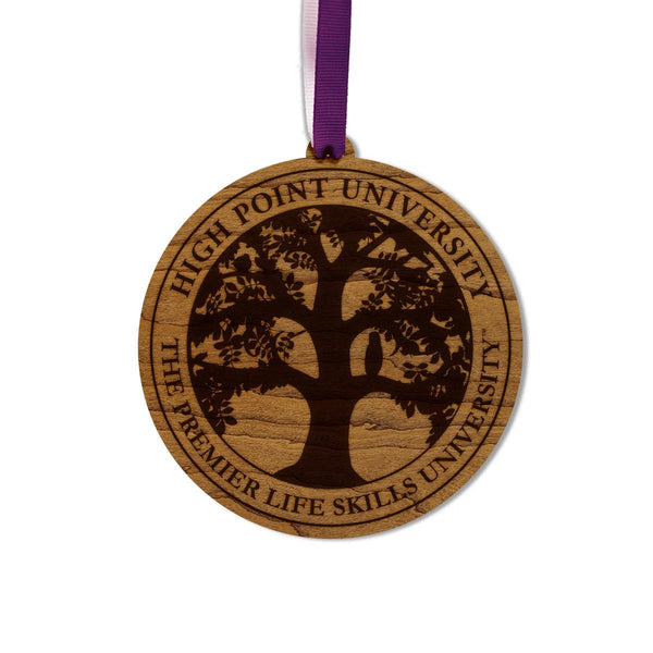 High Point University Seal Ornament – Crafted from Cherry Wood or Maple Wood – High Point Panthers