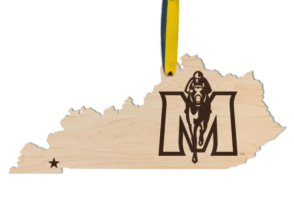 Murray State University Racers on State Ornament – Crafted from Cherry and Maple Wood – Murray State Racers