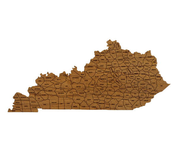 Kentucky County Map Wall Hanging - Crafted from Cherry or Maple Wood