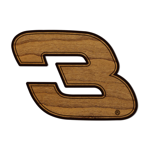 Stylized #3 Wooden Magnet | Crafted from Cherry and Maple Wood | Made in USA | Officially Licensed by Richard Childress Racing